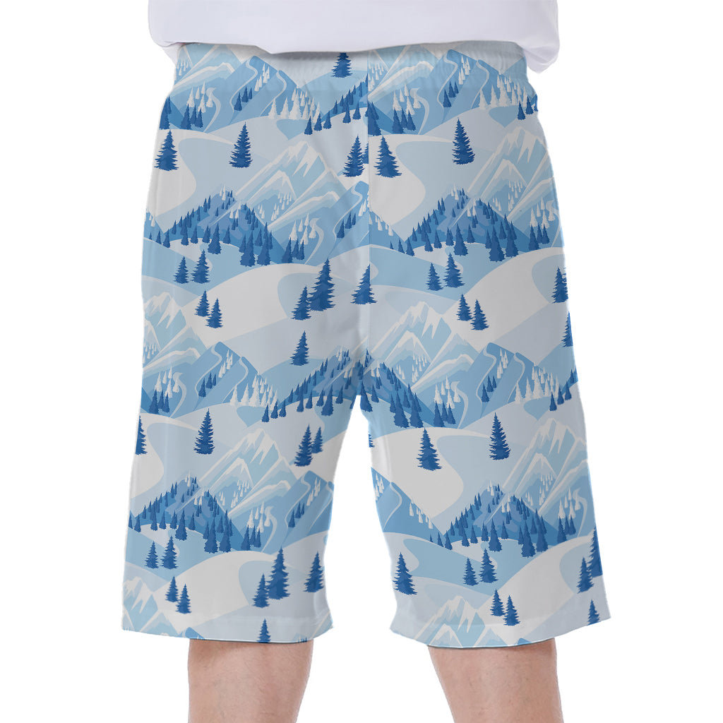 Skiing Mountain Print Men's Beach Shorts