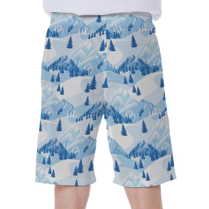 Skiing Mountain Print Men's Beach Shorts
