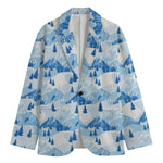 Skiing Mountain Print Men's Blazer