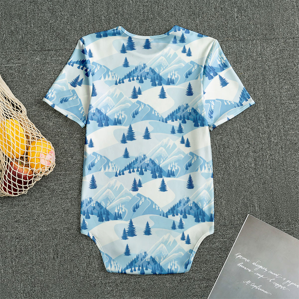Skiing Mountain Print Men's Bodysuit