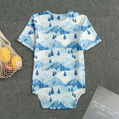 Skiing Mountain Print Men's Bodysuit
