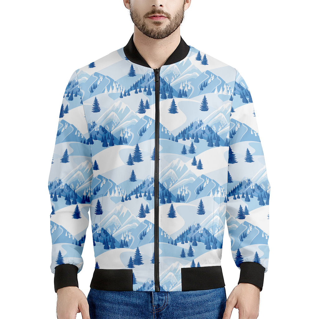 Skiing Mountain Print Men's Bomber Jacket