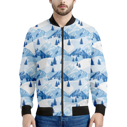 Skiing Mountain Print Men's Bomber Jacket