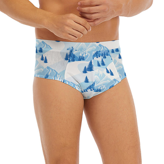 Skiing Mountain Print Men's Briefs