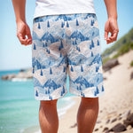 Skiing Mountain Print Men's Cargo Shorts