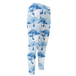 Skiing Mountain Print Men's Compression Pants