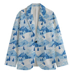 Skiing Mountain Print Men's Cotton Blazer