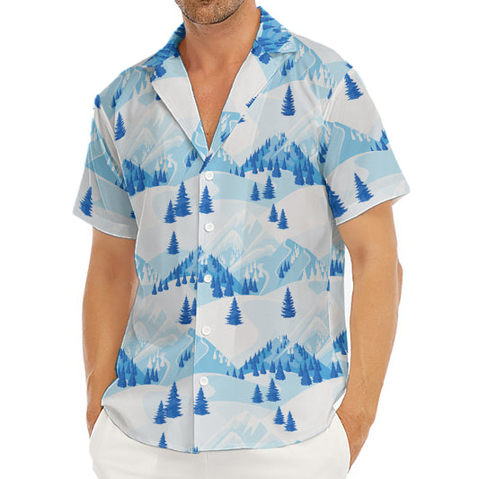 Skiing Mountain Print Men's Deep V-Neck Shirt