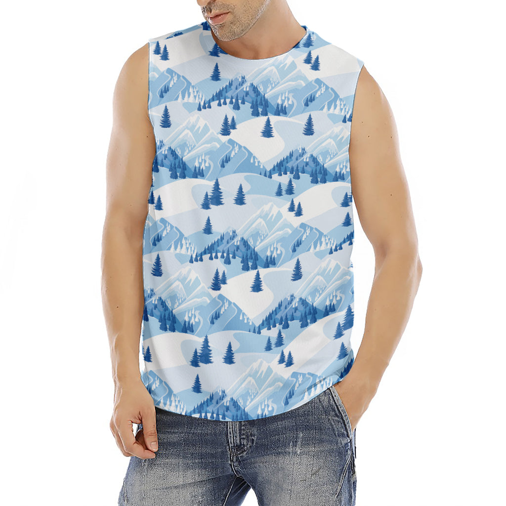 Skiing Mountain Print Men's Fitness Tank Top