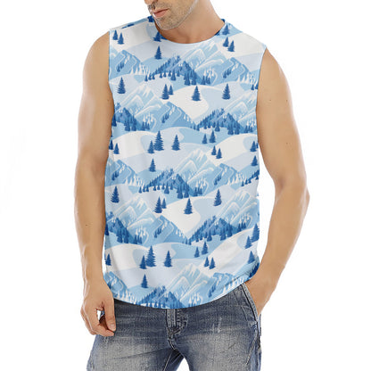 Skiing Mountain Print Men's Fitness Tank Top