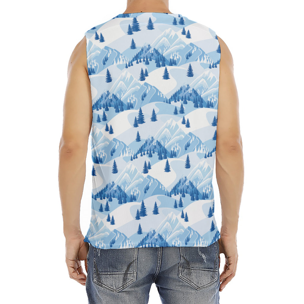 Skiing Mountain Print Men's Fitness Tank Top