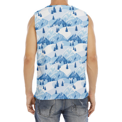 Skiing Mountain Print Men's Fitness Tank Top