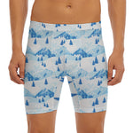 Skiing Mountain Print Men's Long Boxer Briefs