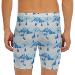 Skiing Mountain Print Men's Long Boxer Briefs