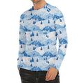 Skiing Mountain Print Men's Long Sleeve Rash Guard