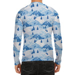 Skiing Mountain Print Men's Long Sleeve Rash Guard