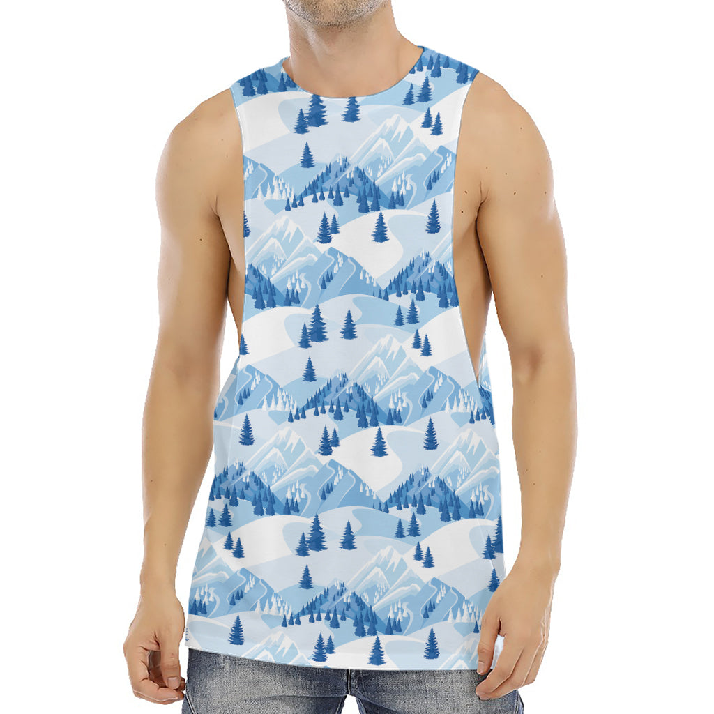 Skiing Mountain Print Men's Muscle Tank Top