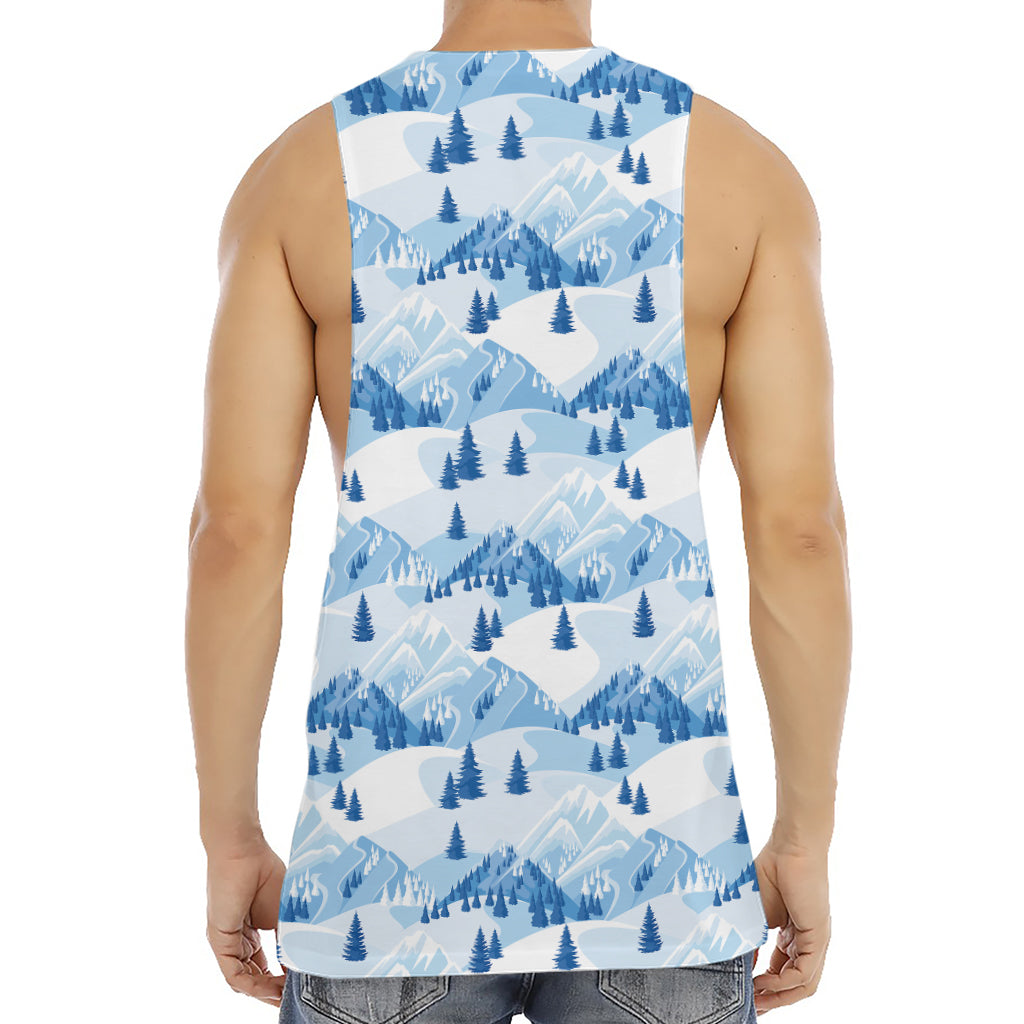 Skiing Mountain Print Men's Muscle Tank Top