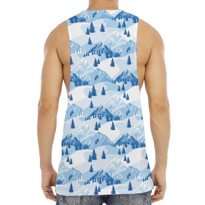 Skiing Mountain Print Men's Muscle Tank Top
