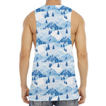 Skiing Mountain Print Men's Muscle Tank Top