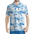 Skiing Mountain Print Men's Polo Shirt