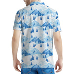 Skiing Mountain Print Men's Polo Shirt