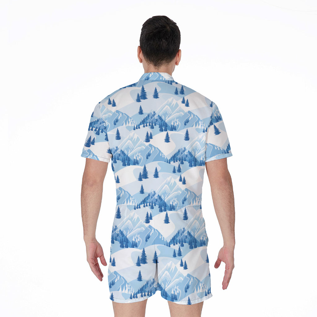 Skiing Mountain Print Men's Rompers