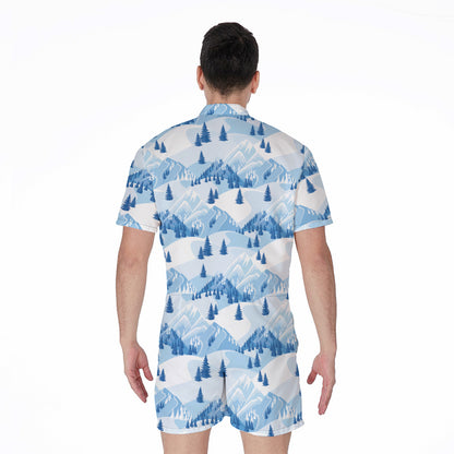 Skiing Mountain Print Men's Rompers