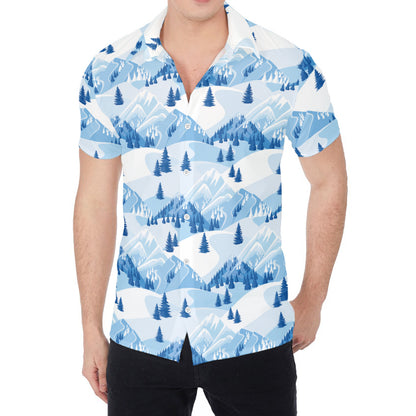 Skiing Mountain Print Men's Shirt