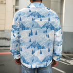 Skiing Mountain Print Men's Shirt Jacket