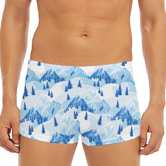 Skiing Mountain Print Men's Short Boxer Briefs