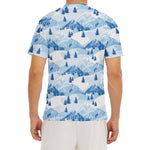 Skiing Mountain Print Men's Short Sleeve Rash Guard