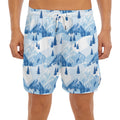 Skiing Mountain Print Men's Split Running Shorts