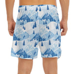 Skiing Mountain Print Men's Split Running Shorts