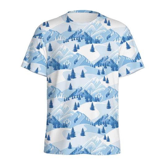 Skiing Mountain Print Men's Sports T-Shirt