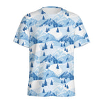 Skiing Mountain Print Men's Sports T-Shirt