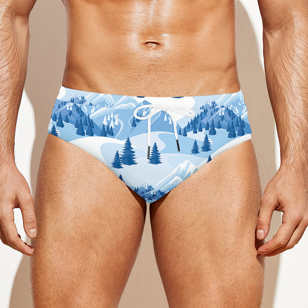 Skiing Mountain Print Men's Swim Briefs