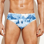 Skiing Mountain Print Men's Swim Briefs