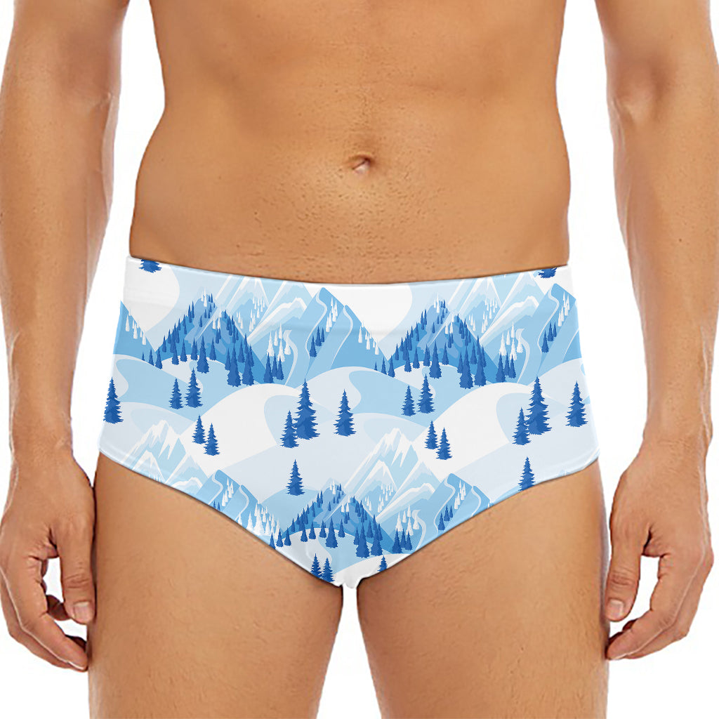 Skiing Mountain Print Men's Triangle Swim Briefs