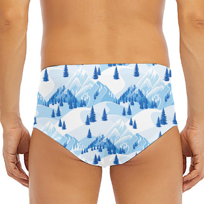 Skiing Mountain Print Men's Triangle Swim Briefs