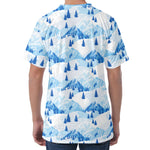 Skiing Mountain Print Men's Velvet T-Shirt