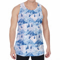 Skiing Mountain Print Men's Velvet Tank Top