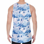 Skiing Mountain Print Men's Velvet Tank Top