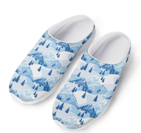 Skiing Mountain Print Mesh Casual Shoes
