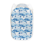 Skiing Mountain Print Mesh Laundry Hamper