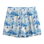 Skiing Mountain Print Mesh Shorts