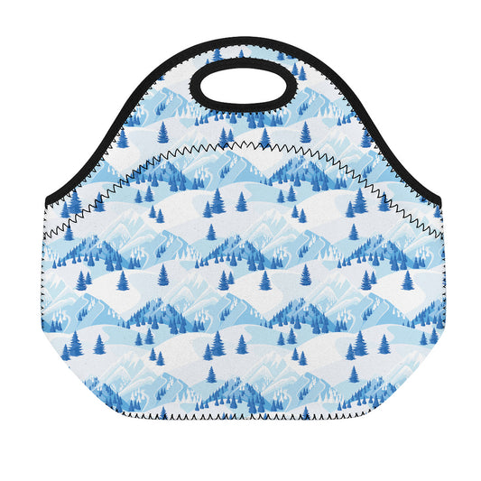 Skiing Mountain Print Neoprene Lunch Bag