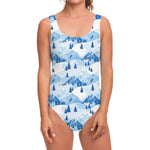 Skiing Mountain Print One Piece Swimsuit