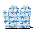 Skiing Mountain Print Oven Mitts