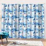Skiing Mountain Print Pencil Pleat Curtains